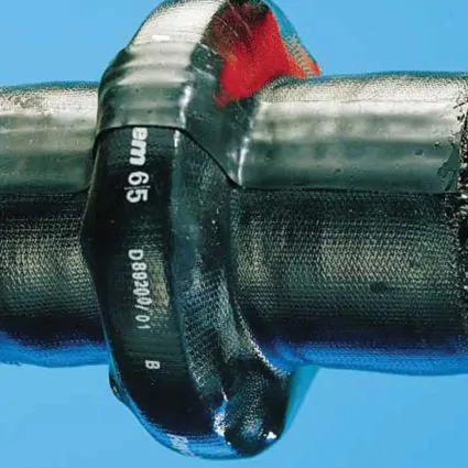 image of the heat shrinkable sleeve by Seal for Life being used on a flange
