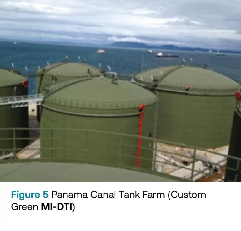 Image of 4 green Panama canal tank farm